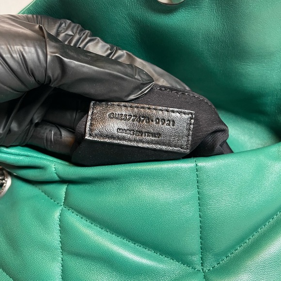 Saint Laurent Lambskin Quilted Small Loulou Puffer Chain Satchel Green Field - Picture 11 of 16